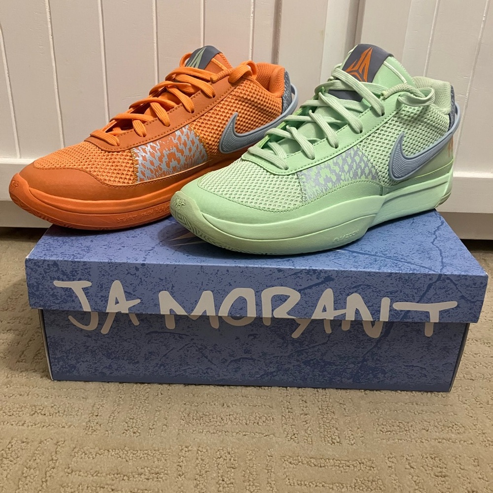 Nike Ja Morant Dual-Tone Sneakers - Orange and Mint size 9- worn once!